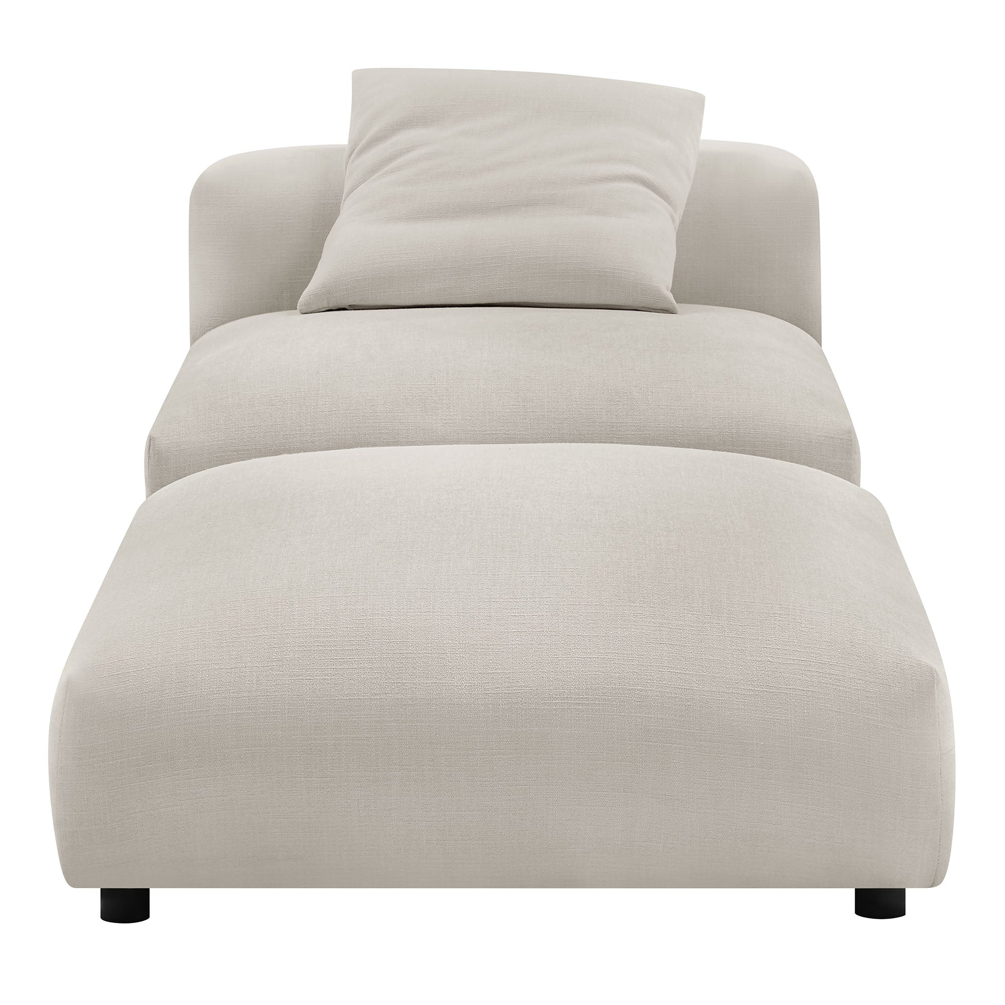 Solace Modular Upholstered Fabric Armless Chair and Ottoman Set - Salt