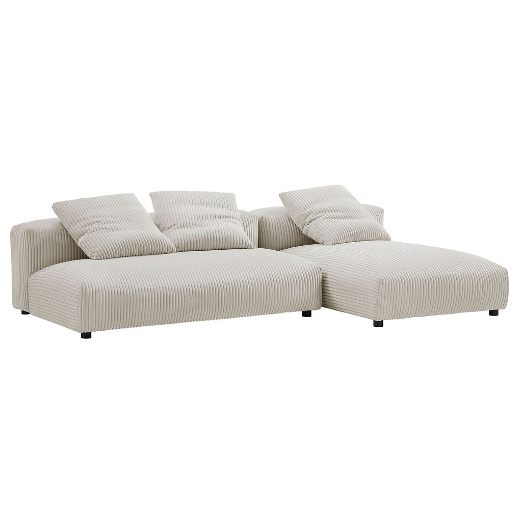 Solace 2-Piece Modular Corduroy Upholstered Sectional Sofa With Chaise - Almond