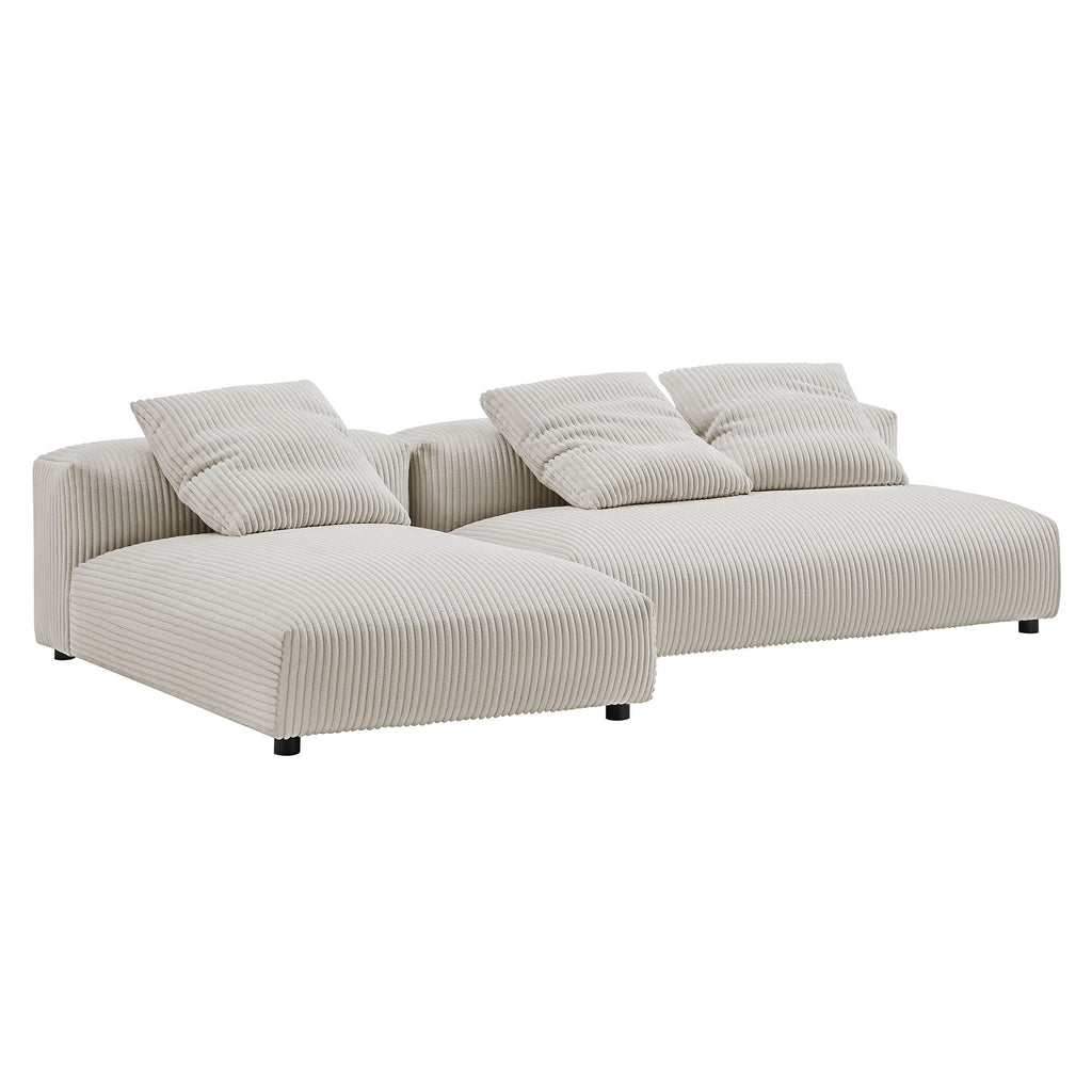 Solace 2-Piece Modular Corduroy Upholstered Sectional Sofa With Chaise - Almond