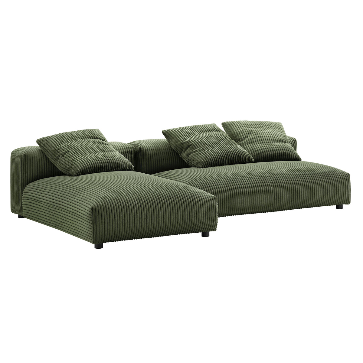 Solace 2-Piece Modular Corduroy Upholstered Sectional Sofa With Chaise - Fern