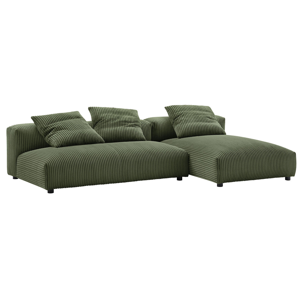 Solace 2-Piece Modular Corduroy Upholstered Sectional Sofa With Chaise - Fern