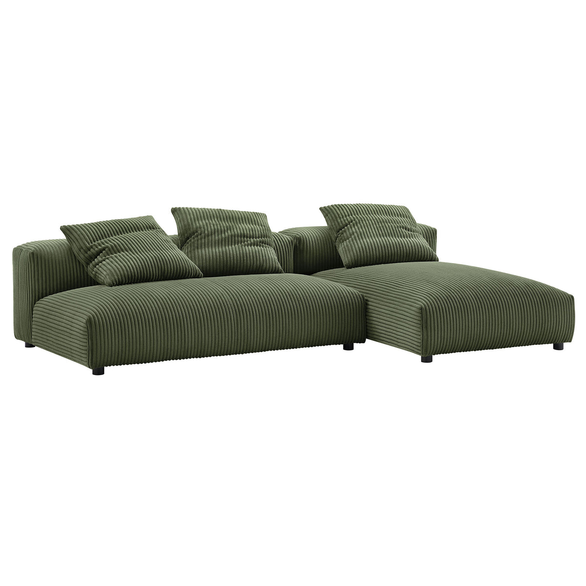 Solace 2-Piece Modular Corduroy Upholstered Sectional Sofa With Chaise - Fern
