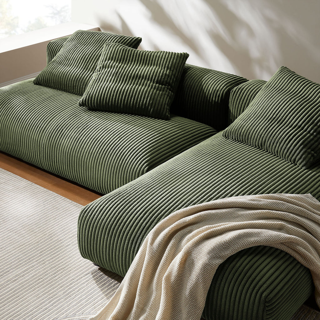 Solace 2-Piece Modular Corduroy Upholstered Sectional Sofa With Chaise - Fern
