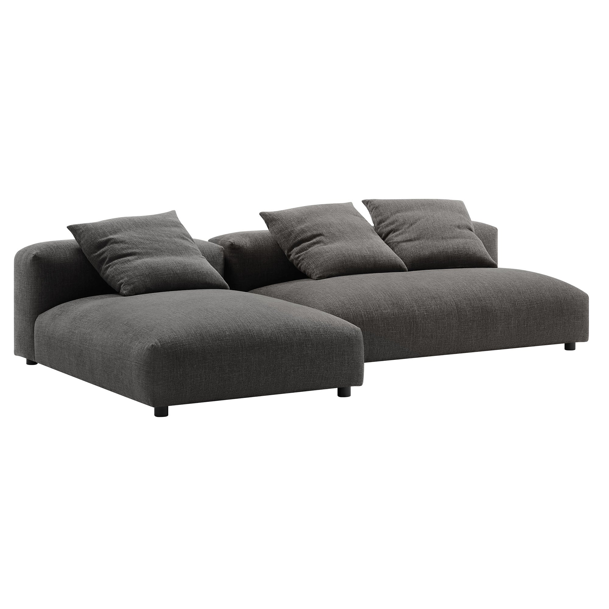 Solace 2-Piece Modular Upholstered Fabric Sectional Sofa With Chaise - Charcoal