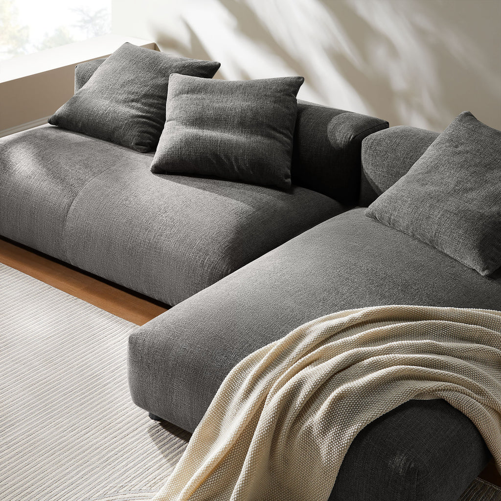 Solace 2-Piece Modular Upholstered Fabric Sectional Sofa With Chaise - Charcoal