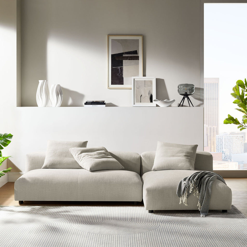 Solace 2-Piece Modular Upholstered Fabric Sectional Sofa With Chaise - Linen