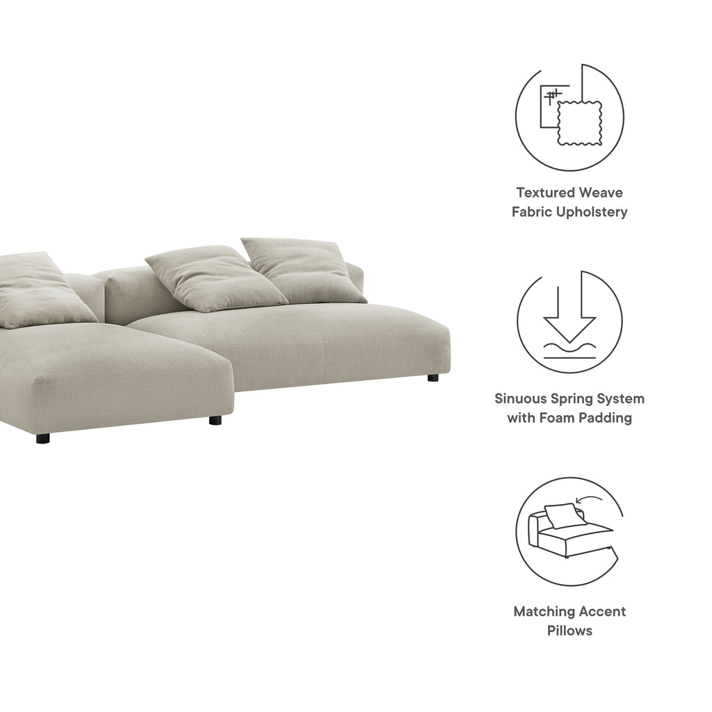 Solace 2-Piece Modular Upholstered Fabric Sectional Sofa With Chaise - Linen