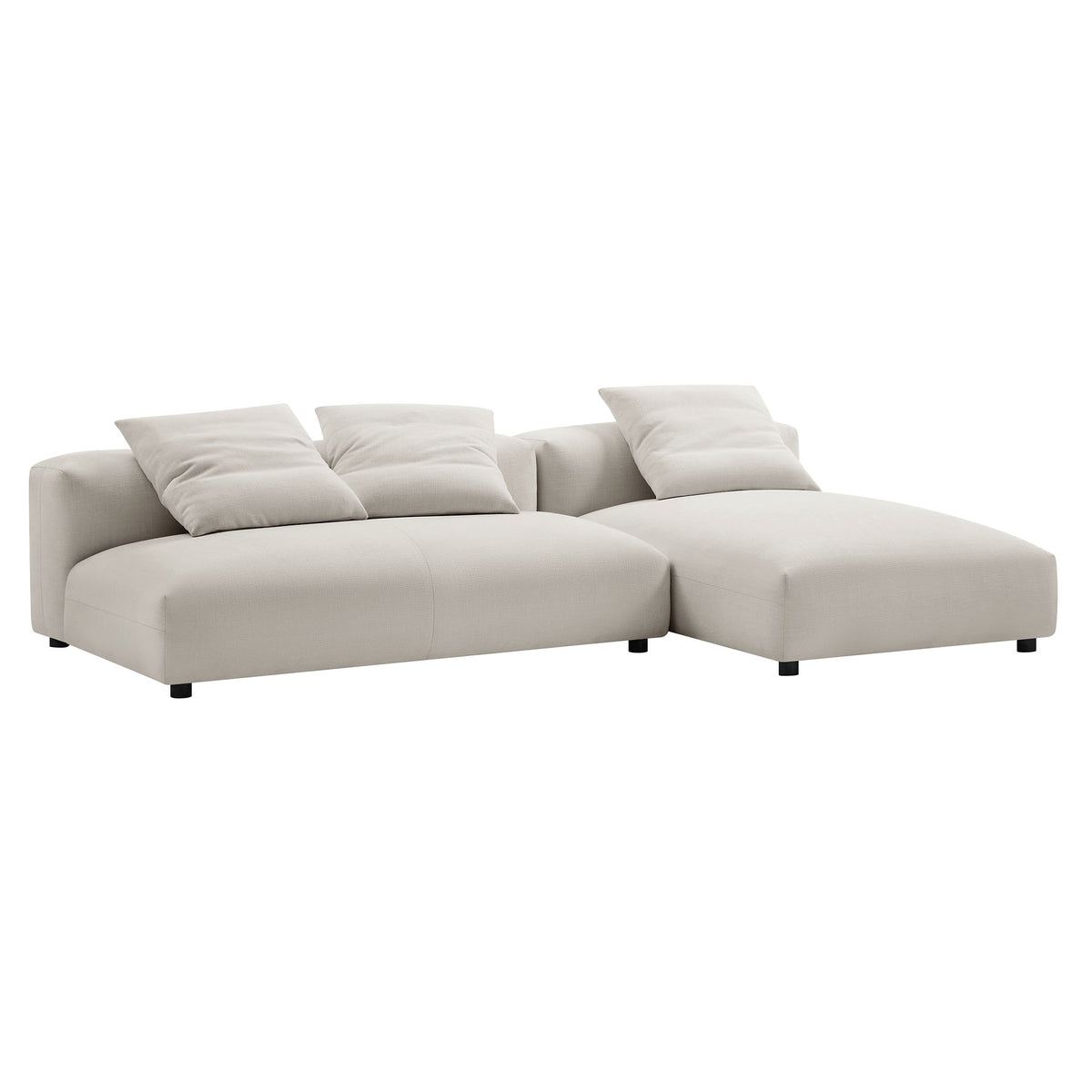 Solace 2-Piece Modular Upholstered Fabric Sectional Sofa With Chaise - Salt