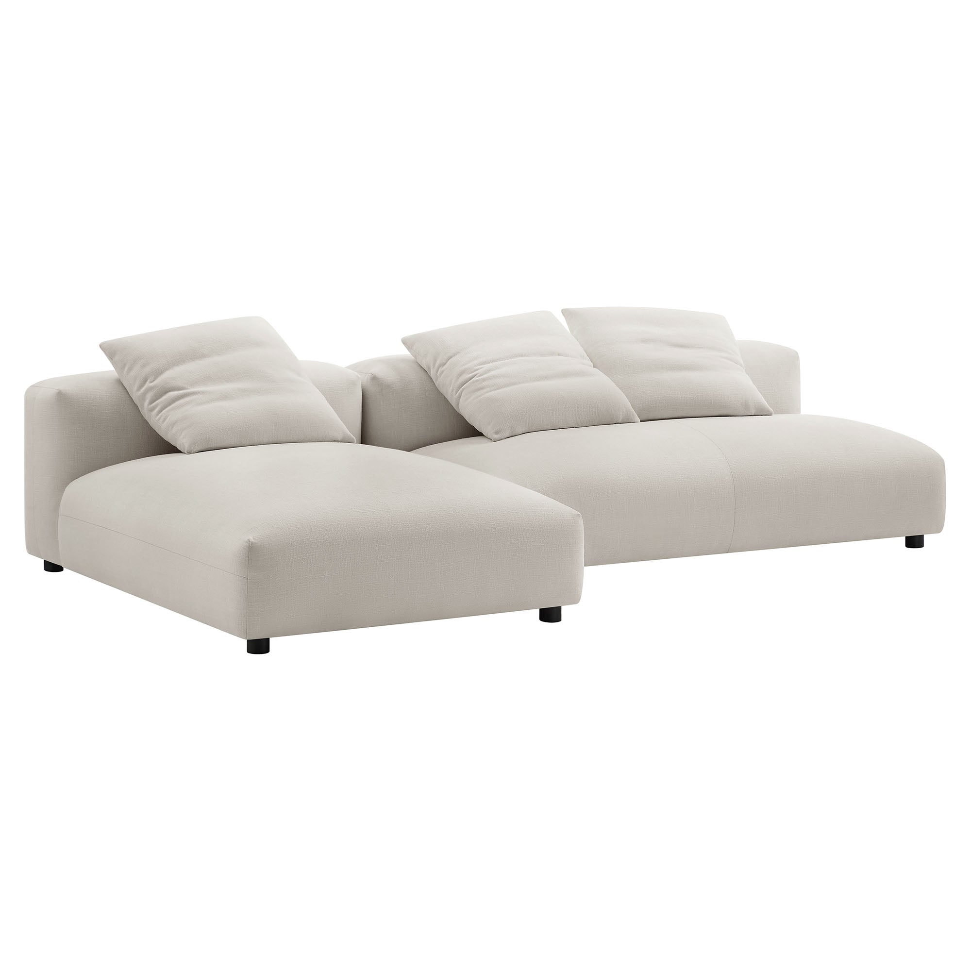 Solace 2-Piece Modular Upholstered Fabric Sectional Sofa With Chaise - Salt