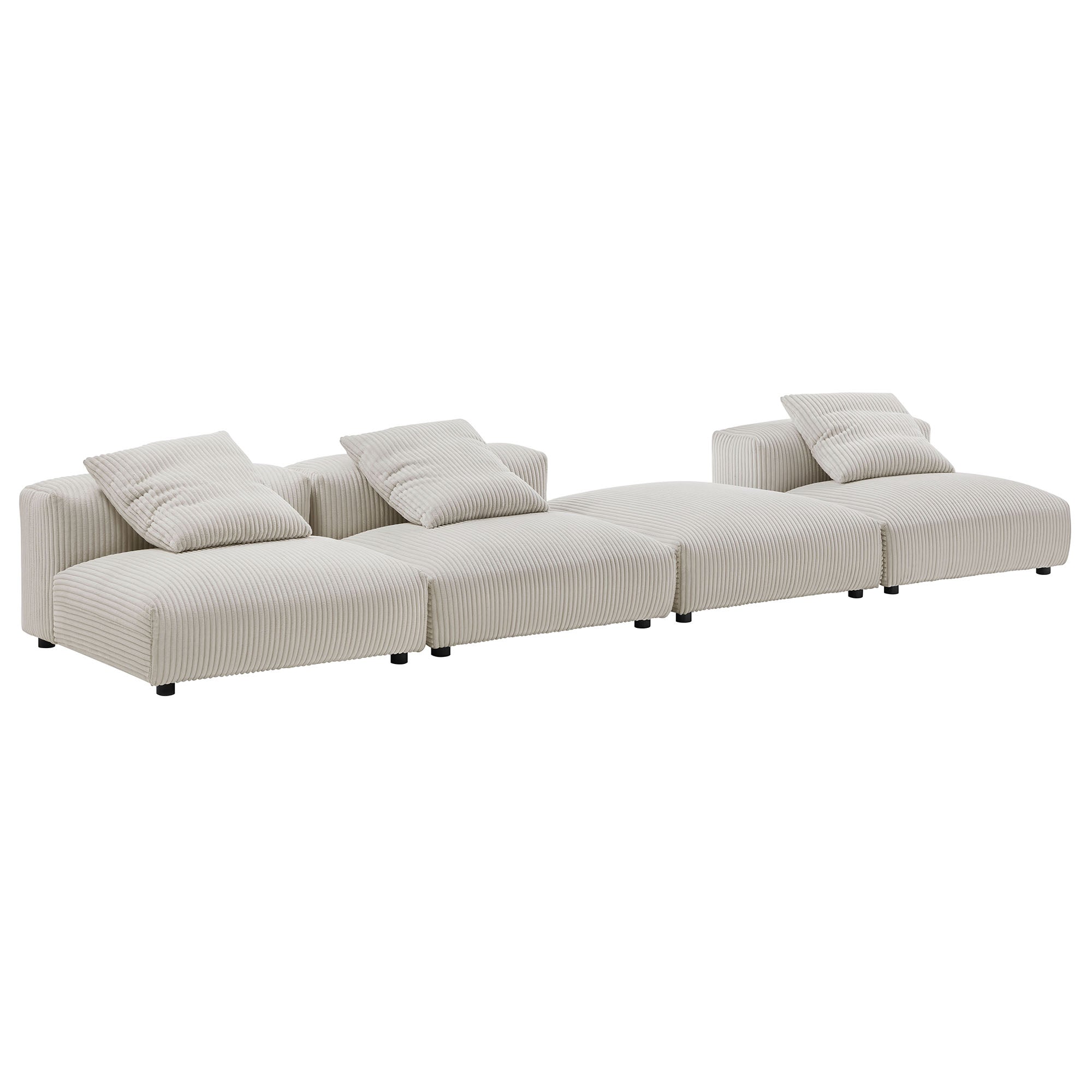 Solace 4-Piece Modular Corduroy Upholstered Sectional Sofa - Almond