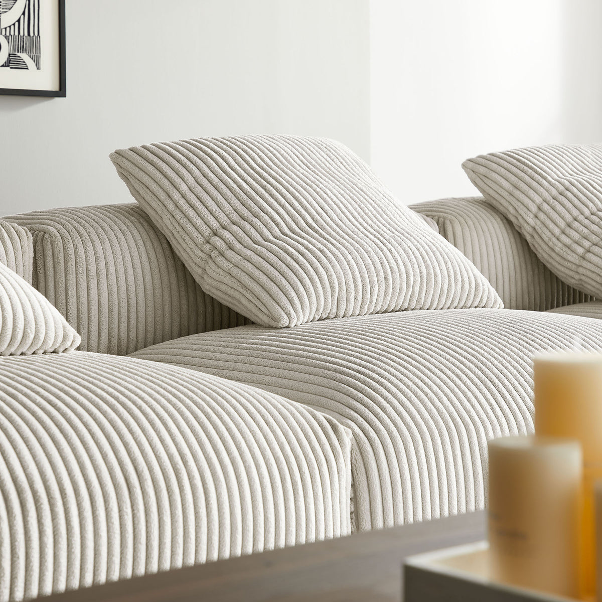 Solace 4-Piece Modular Corduroy Upholstered Sectional Sofa - Almond