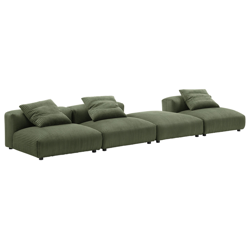 Solace 4-Piece Modular Corduroy Upholstered Sectional Sofa - Fern