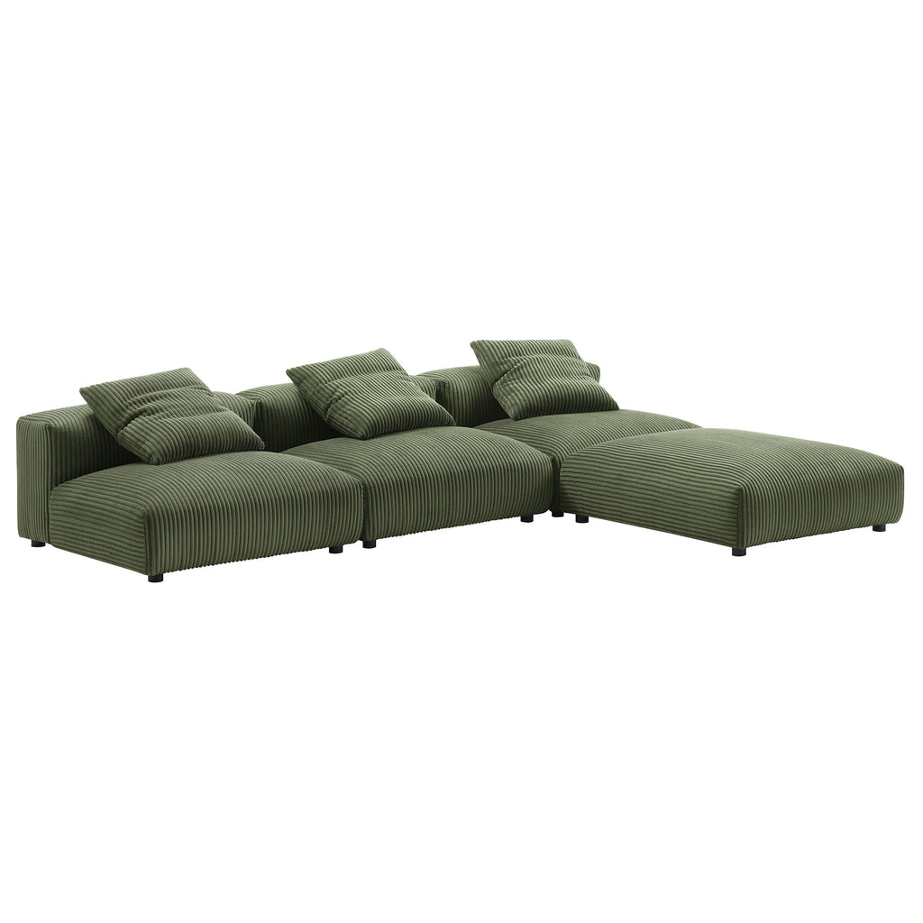Solace 4-Piece Modular Corduroy Upholstered Sectional Sofa - Fern