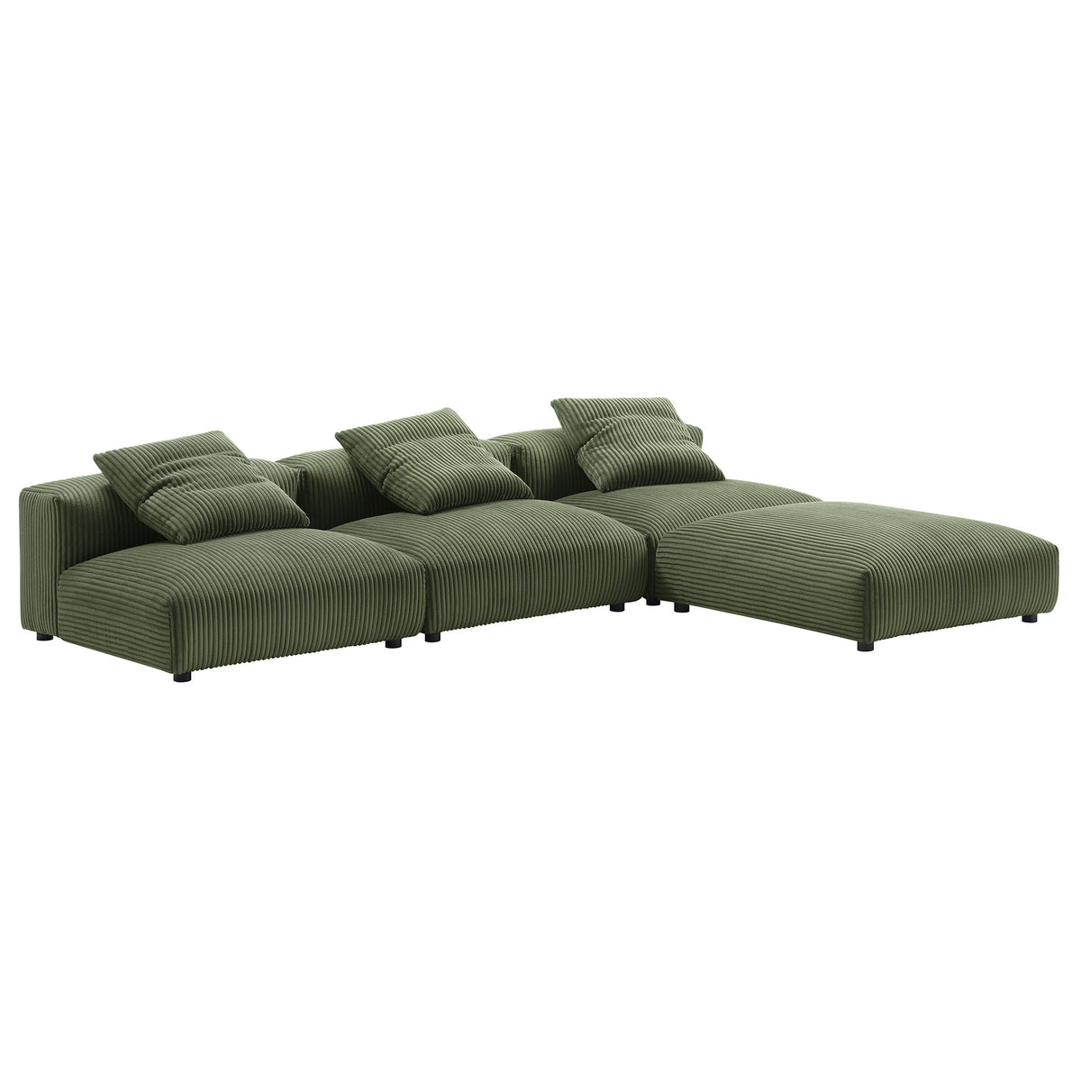 Solace 4-Piece Modular Corduroy Upholstered Sectional Sofa - Fern