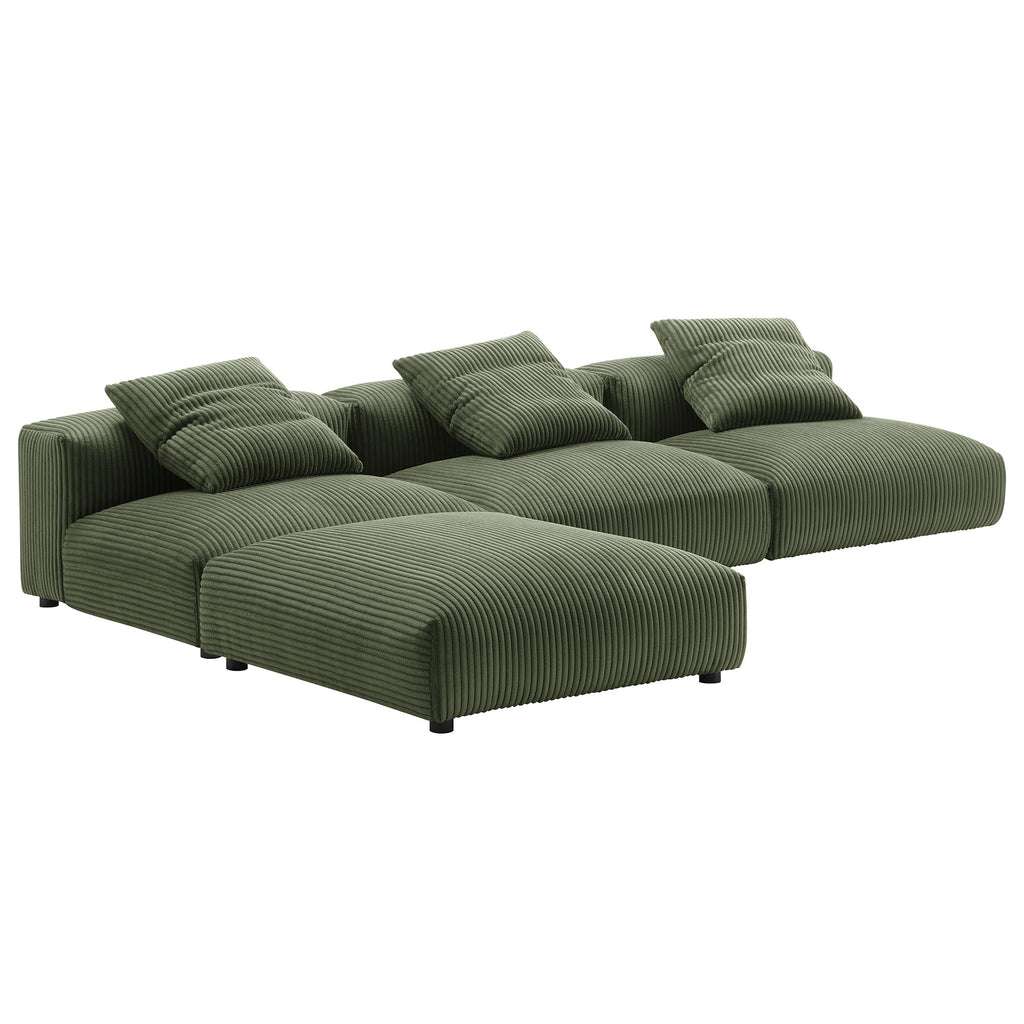 Solace 4-Piece Modular Corduroy Upholstered Sectional Sofa - Fern
