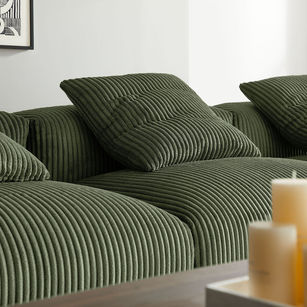 Solace 4-Piece Modular Corduroy Upholstered Sectional Sofa - Fern