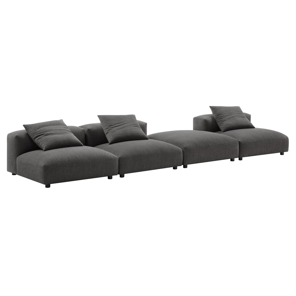 Solace 4-Piece Modular Upholstered Fabric Sectional Sofa - Charcoal