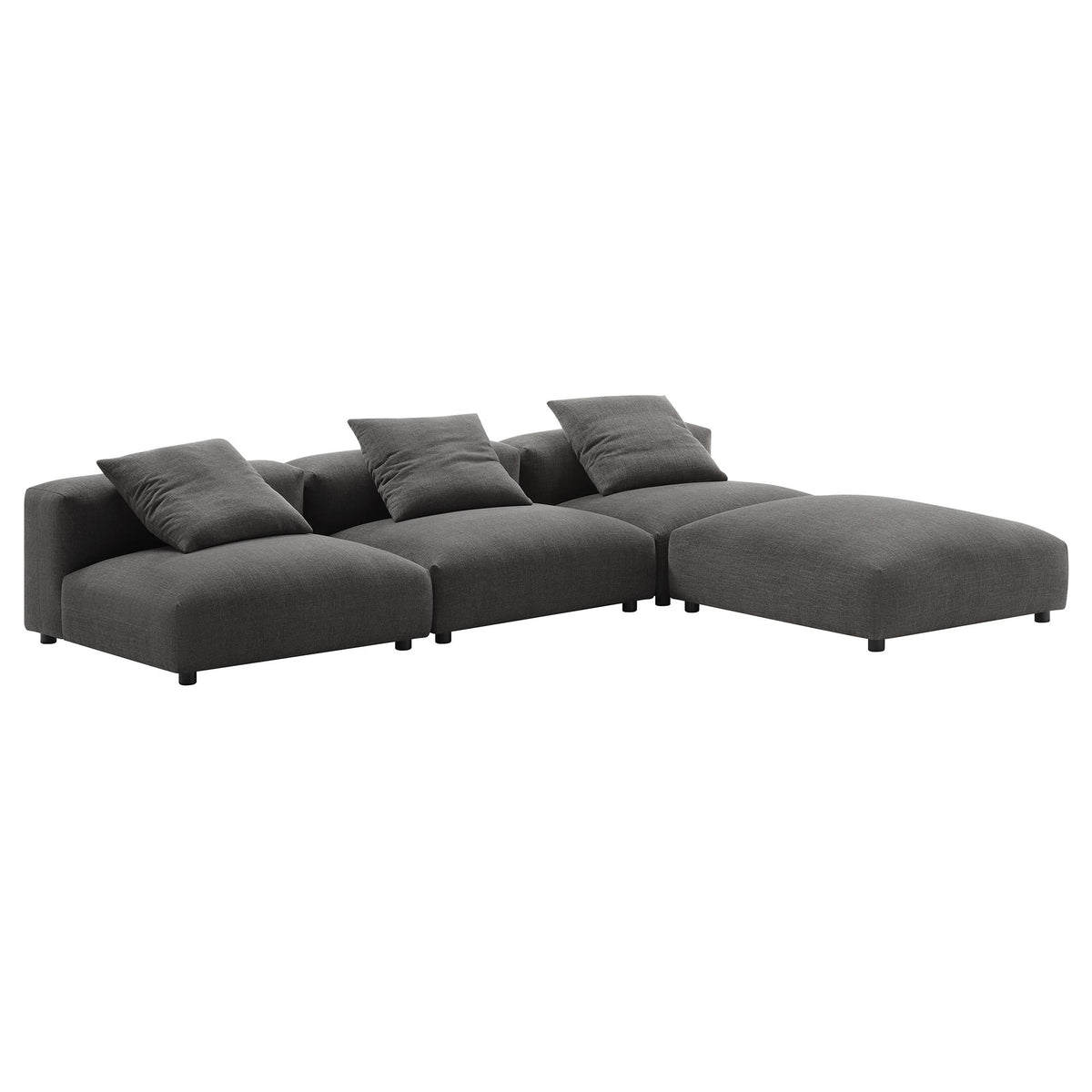 Solace 4-Piece Modular Upholstered Fabric Sectional Sofa - Charcoal