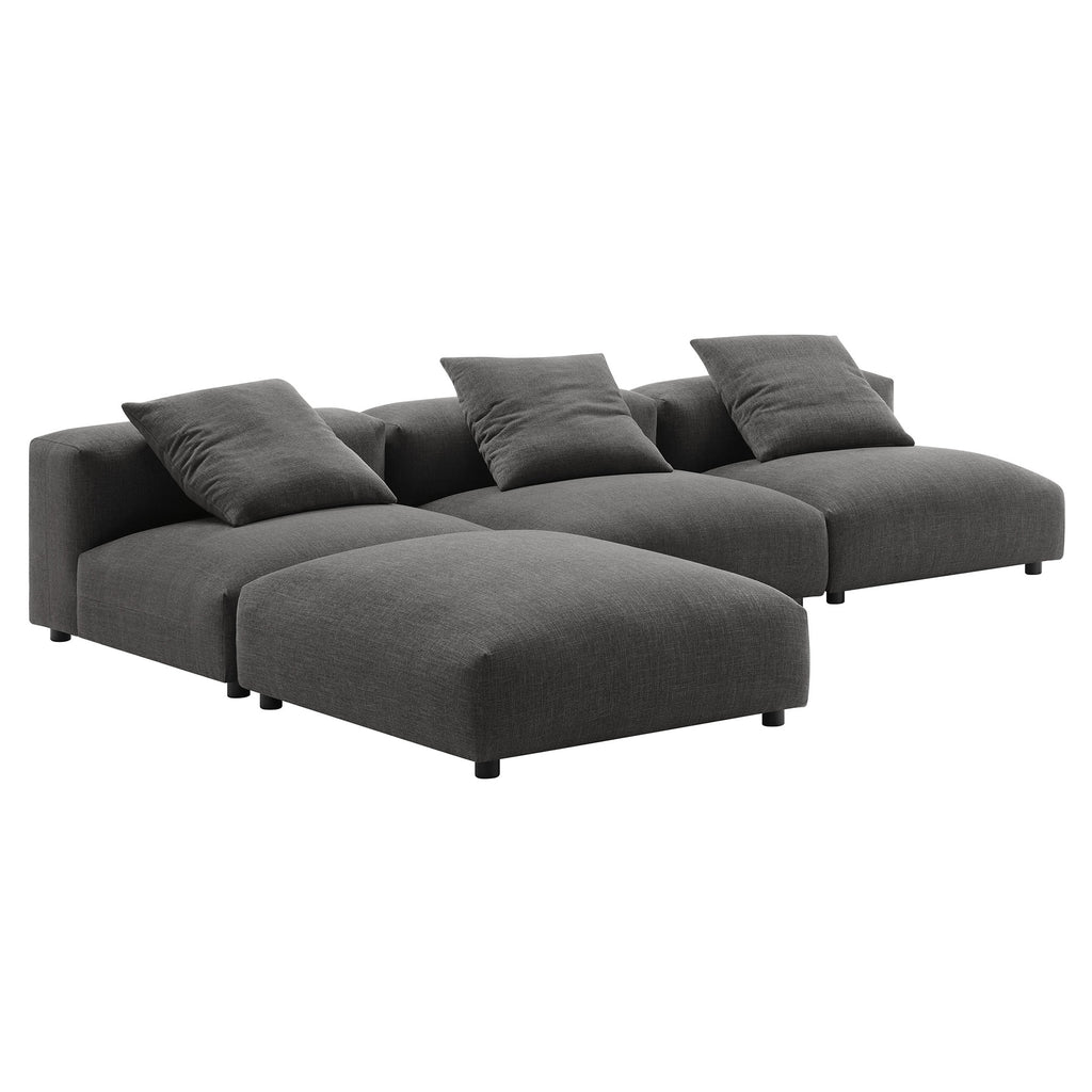 Solace 4-Piece Modular Upholstered Fabric Sectional Sofa - Charcoal