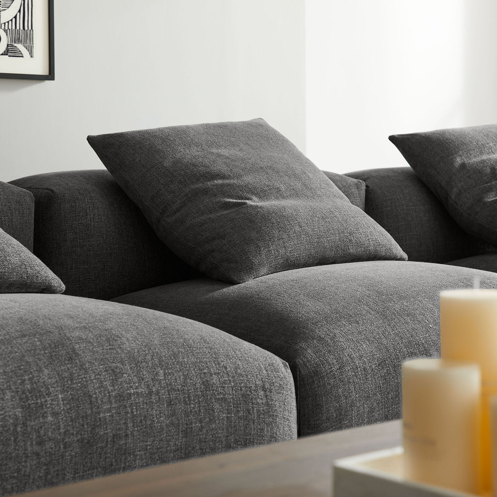 Solace 4-Piece Modular Upholstered Fabric Sectional Sofa - Charcoal