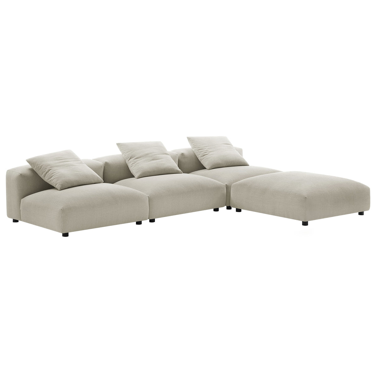 Solace 4-Piece Modular Upholstered Fabric Sectional Sofa - Linen