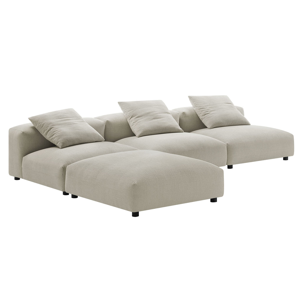 Solace 4-Piece Modular Upholstered Fabric Sectional Sofa - Linen
