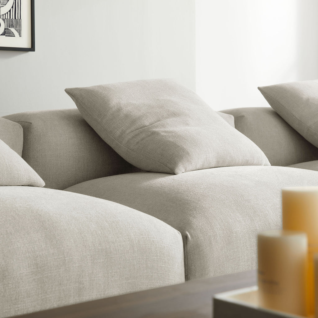 Solace 4-Piece Modular Upholstered Fabric Sectional Sofa - Linen