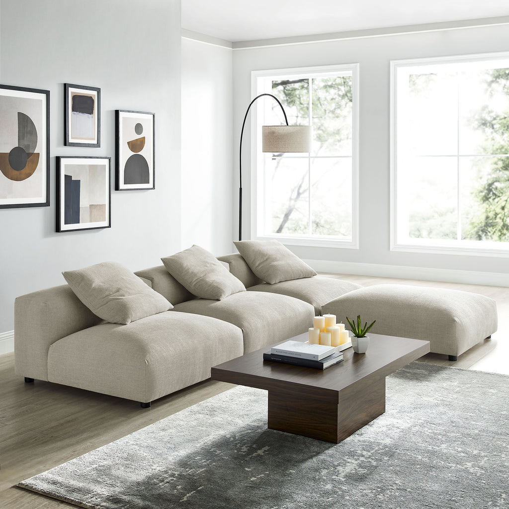 Solace 4-Piece Modular Upholstered Fabric Sectional Sofa - Linen
