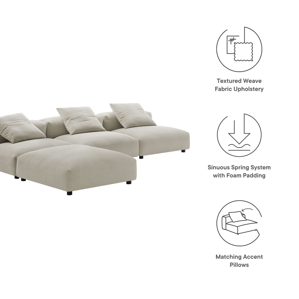 Solace 4-Piece Modular Upholstered Fabric Sectional Sofa - Linen