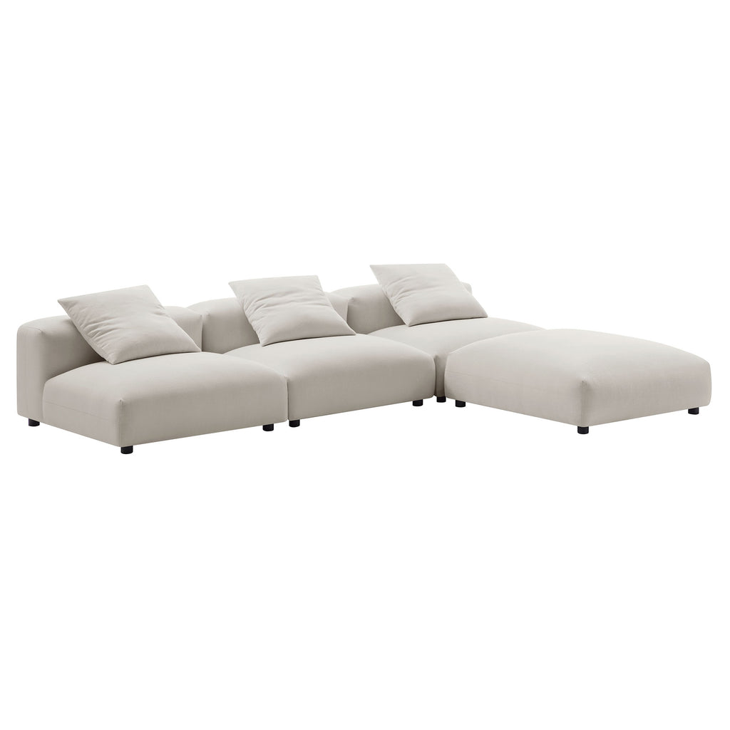 Solace 4-Piece Modular Upholstered Fabric Sectional Sofa - Salt
