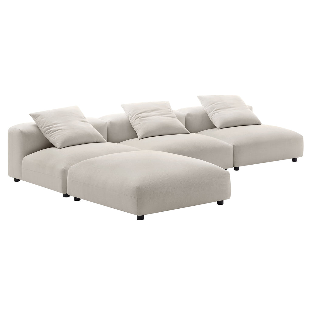 Solace 4-Piece Modular Upholstered Fabric Sectional Sofa - Salt