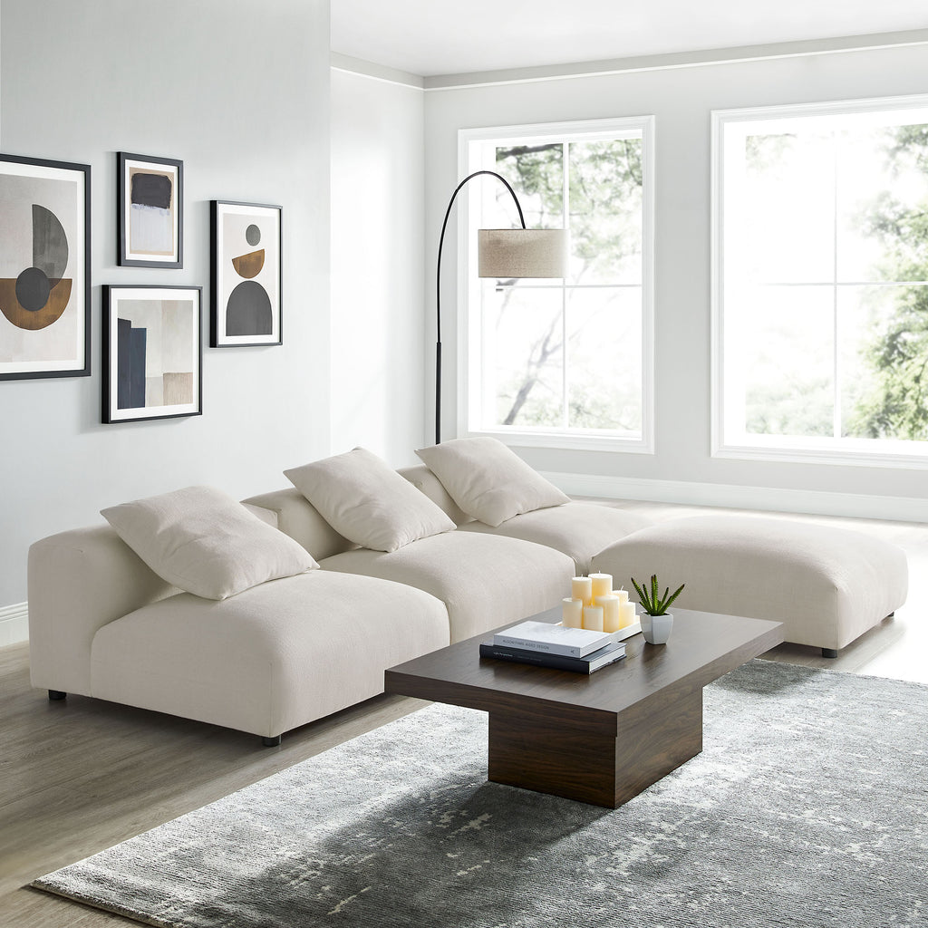 Solace 4-Piece Modular Upholstered Fabric Sectional Sofa - Salt