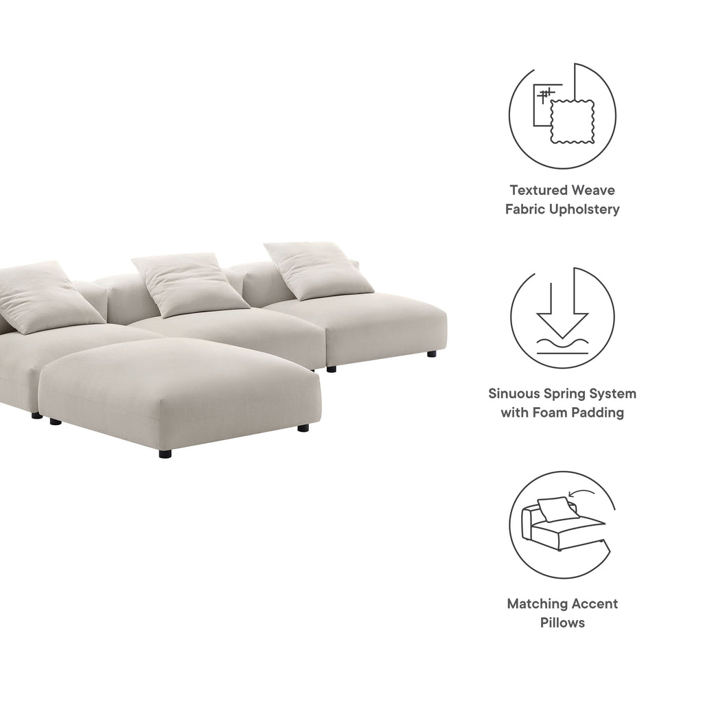 Solace 4-Piece Modular Upholstered Fabric Sectional Sofa - Salt