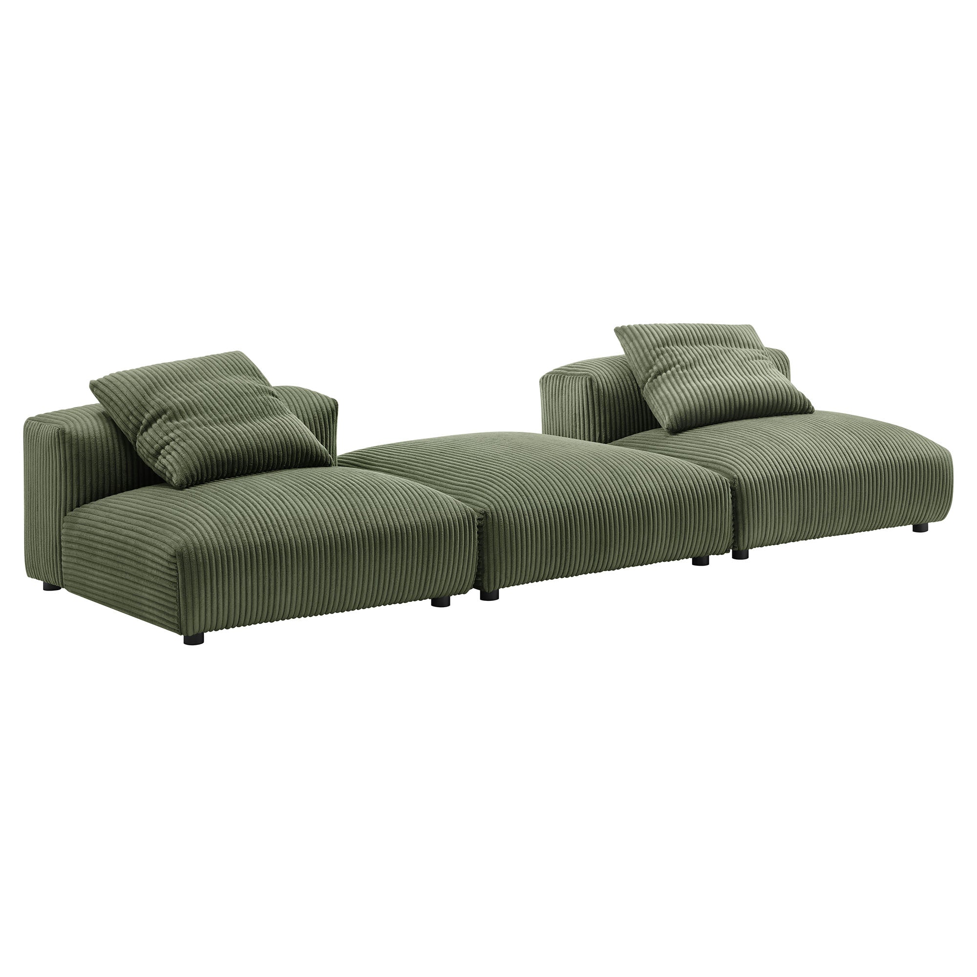 Solace 3-Piece Modular Corduroy Upholstered Sectional Sofa - Fern