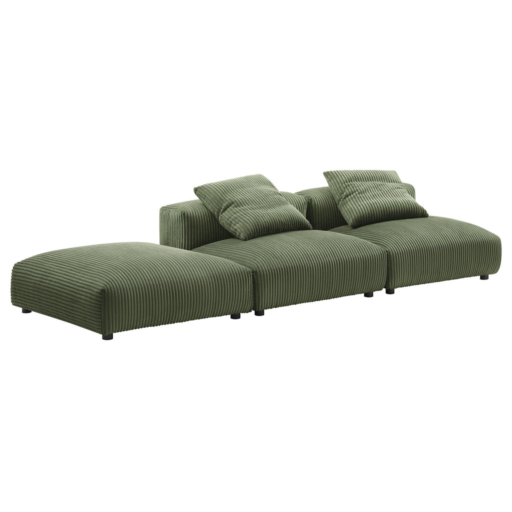 Solace 3-Piece Modular Corduroy Upholstered Sectional Sofa - Fern