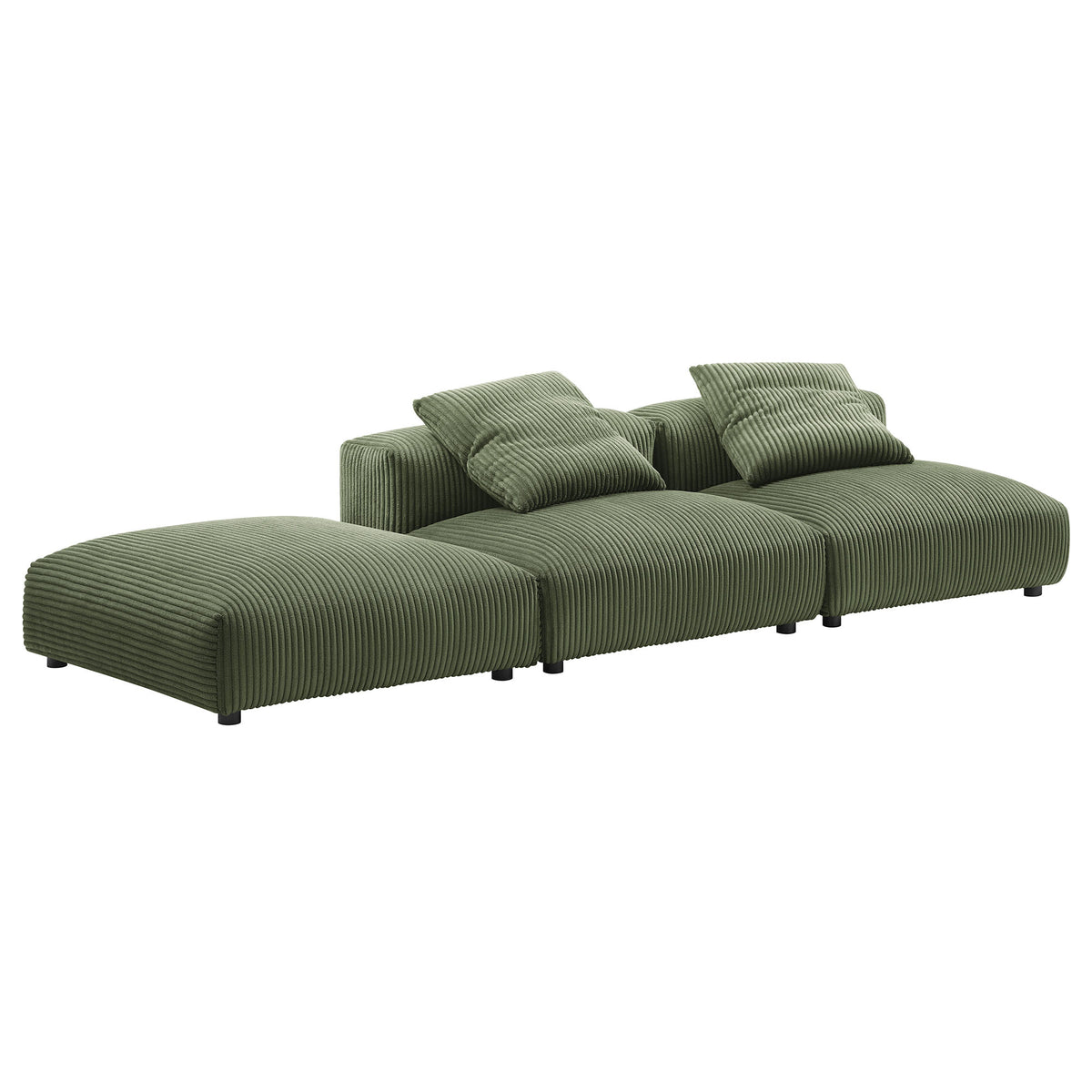 Solace 3-Piece Modular Corduroy Upholstered Sectional Sofa - Fern