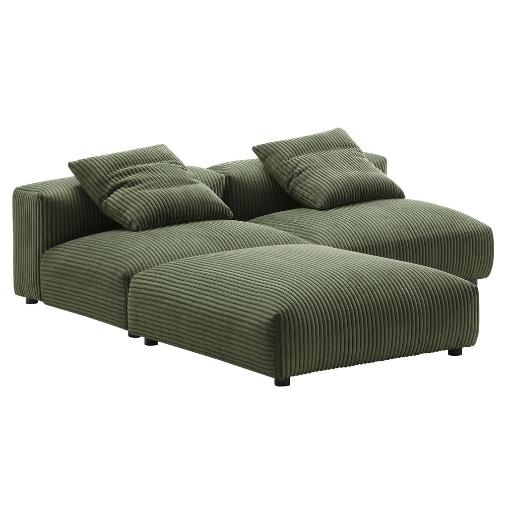 Solace 3-Piece Modular Corduroy Upholstered Sectional Sofa - Fern