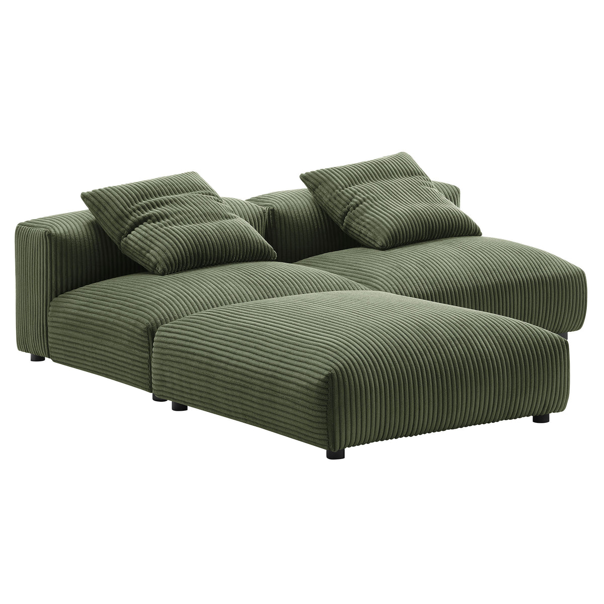 Solace 3-Piece Modular Corduroy Upholstered Sectional Sofa - Fern