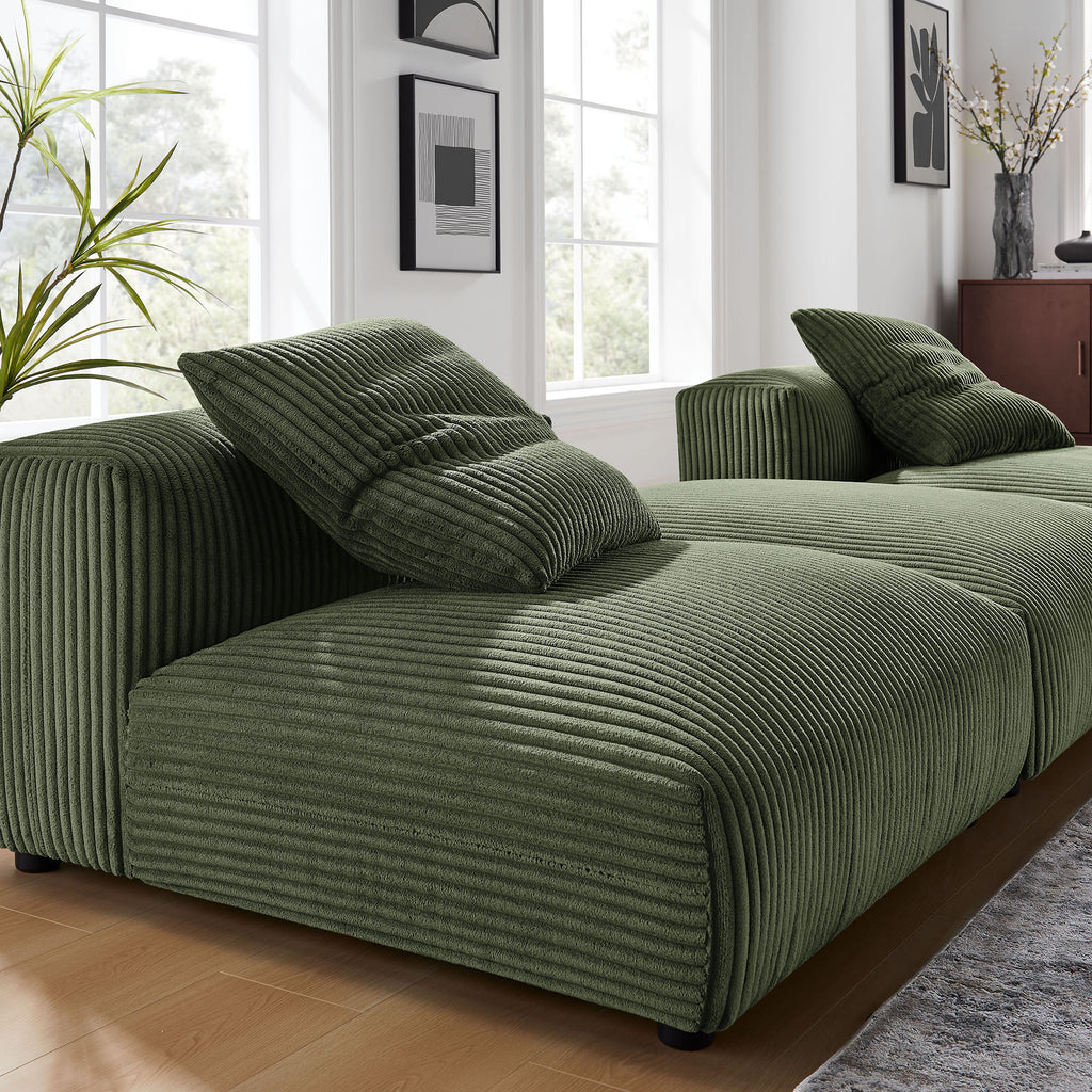 Solace 3-Piece Modular Corduroy Upholstered Sectional Sofa - Fern