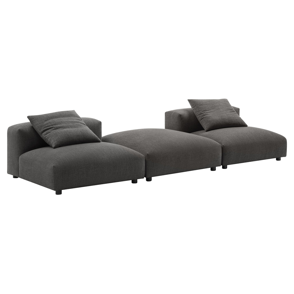 Solace 3-Piece Modular Upholstered Fabric Sectional Sofa - Charcoal