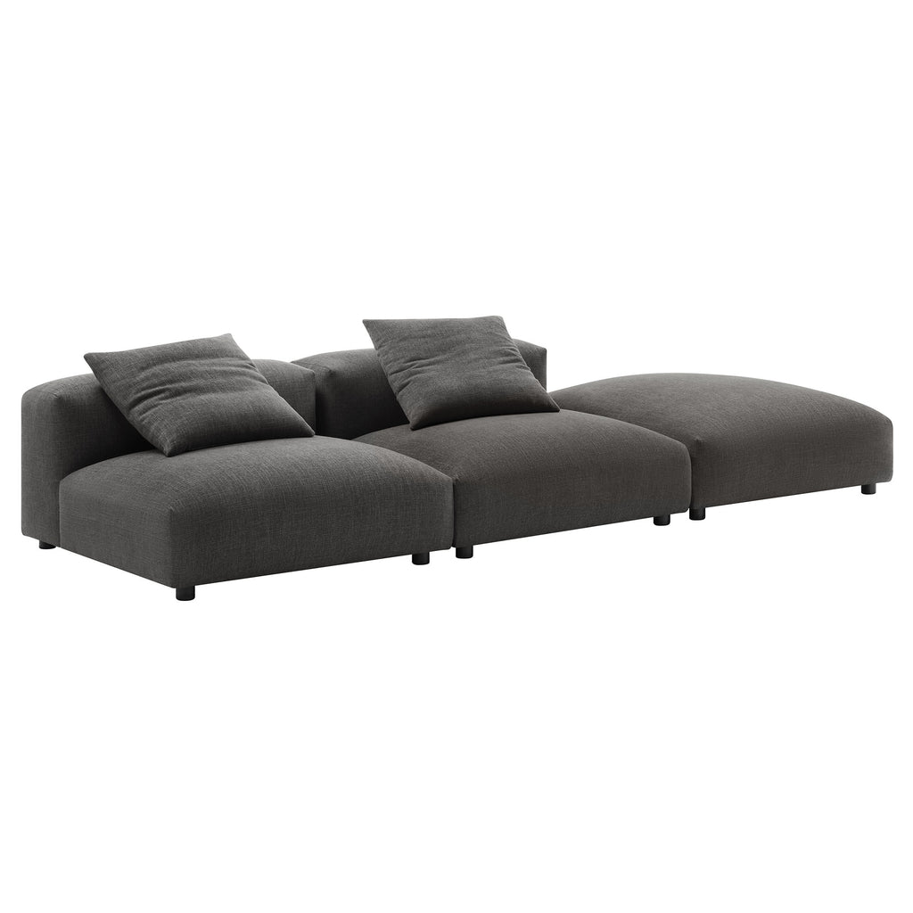 Solace 3-Piece Modular Upholstered Fabric Sectional Sofa - Charcoal