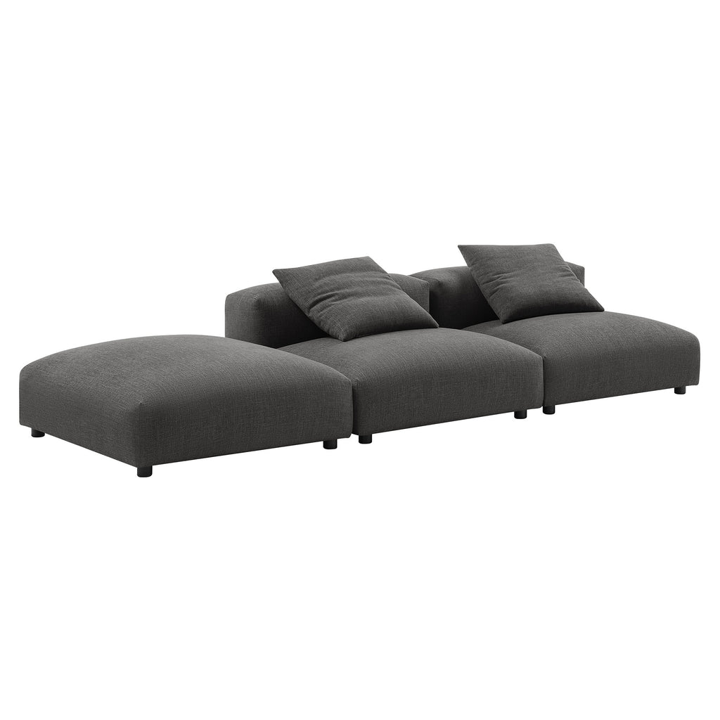 Solace 3-Piece Modular Upholstered Fabric Sectional Sofa - Charcoal