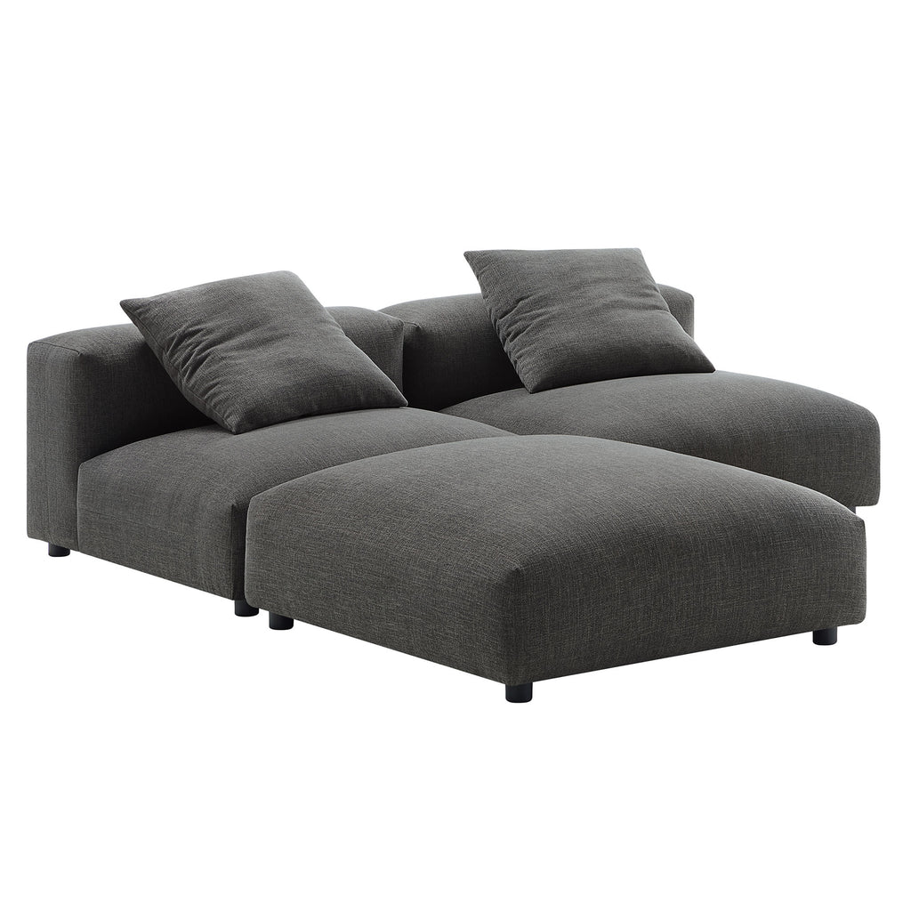 Solace 3-Piece Modular Upholstered Fabric Sectional Sofa - Charcoal