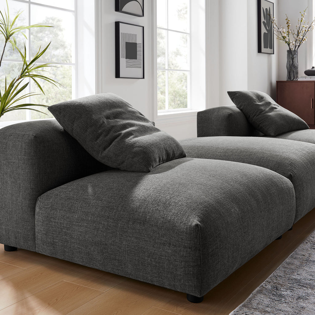 Solace 3-Piece Modular Upholstered Fabric Sectional Sofa - Charcoal