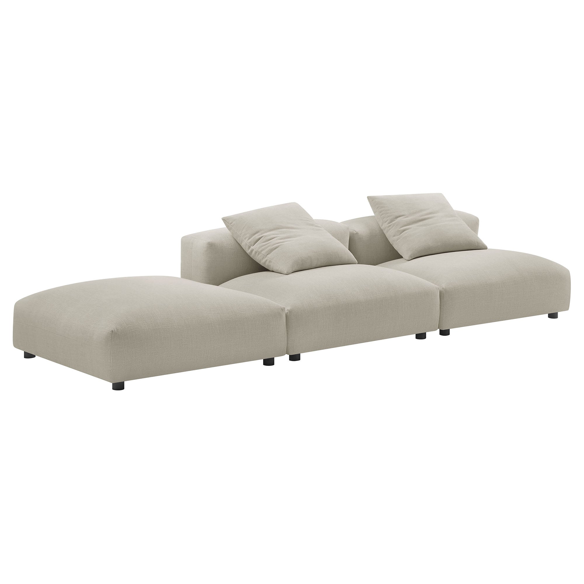 Solace 3-Piece Modular Upholstered Fabric Sectional Sofa - Linen