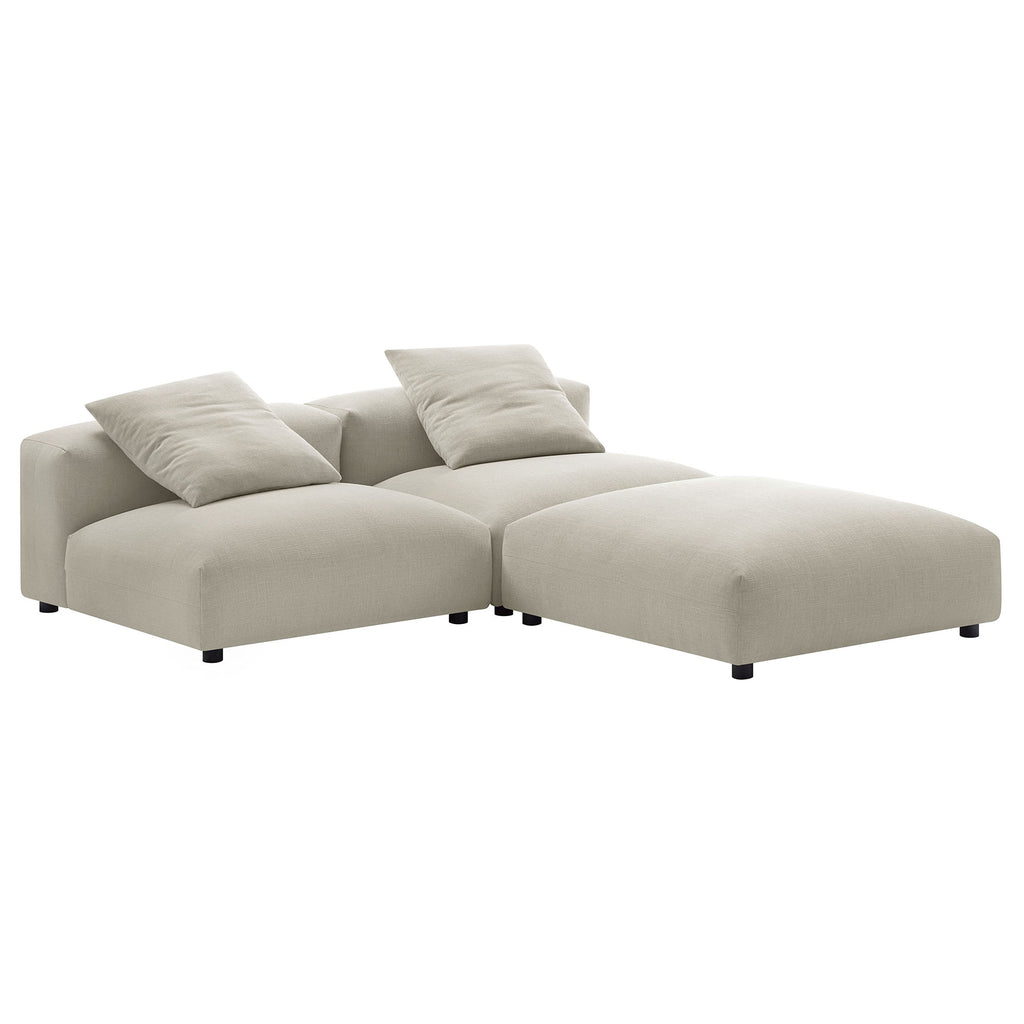 Solace 3-Piece Modular Upholstered Fabric Sectional Sofa - Linen
