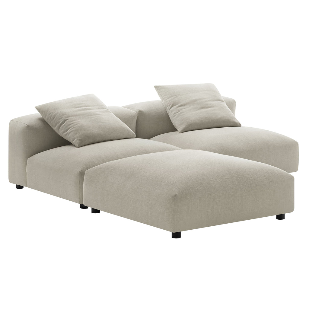 Solace 3-Piece Modular Upholstered Fabric Sectional Sofa - Linen
