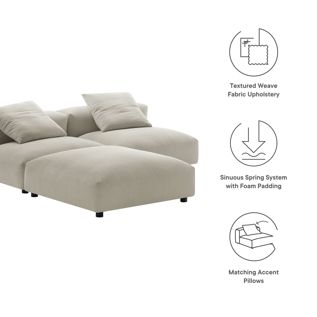 Solace 3-Piece Modular Upholstered Fabric Sectional Sofa - Linen