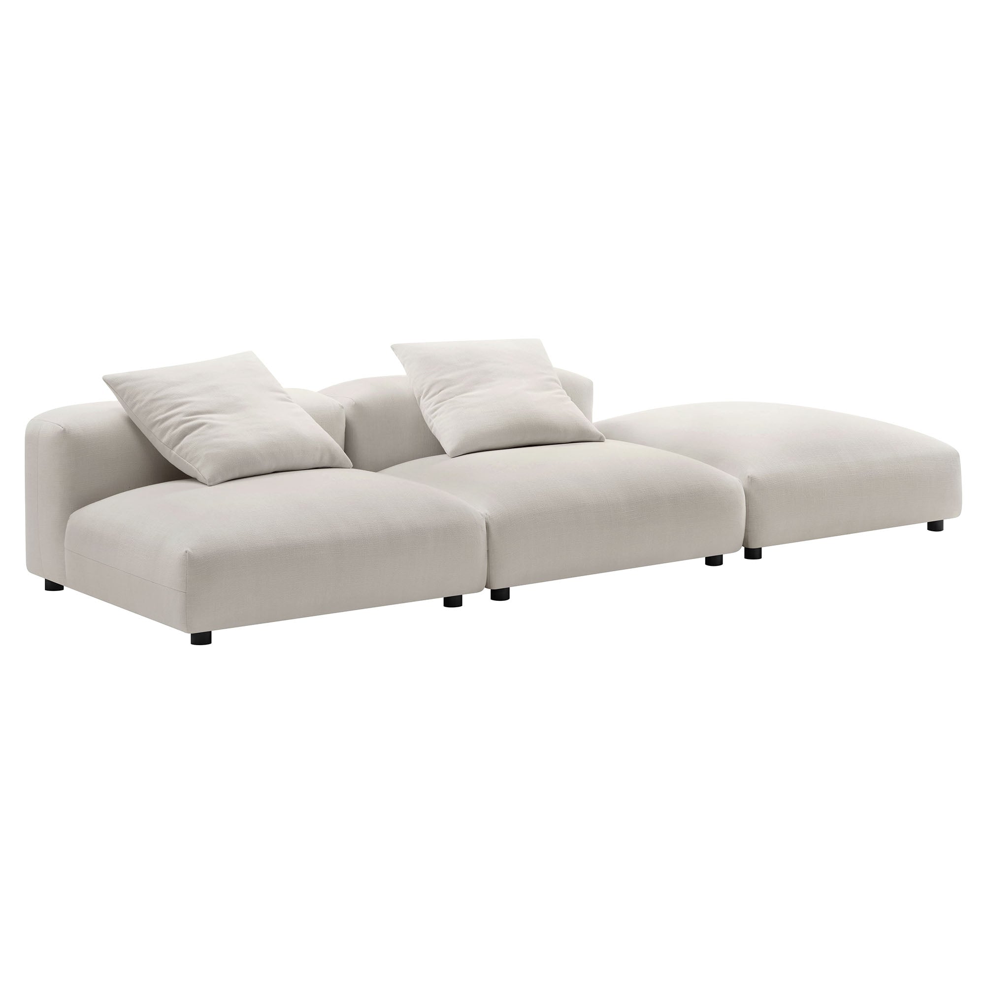 Solace 3-Piece Modular Upholstered Fabric Sectional Sofa - Salt