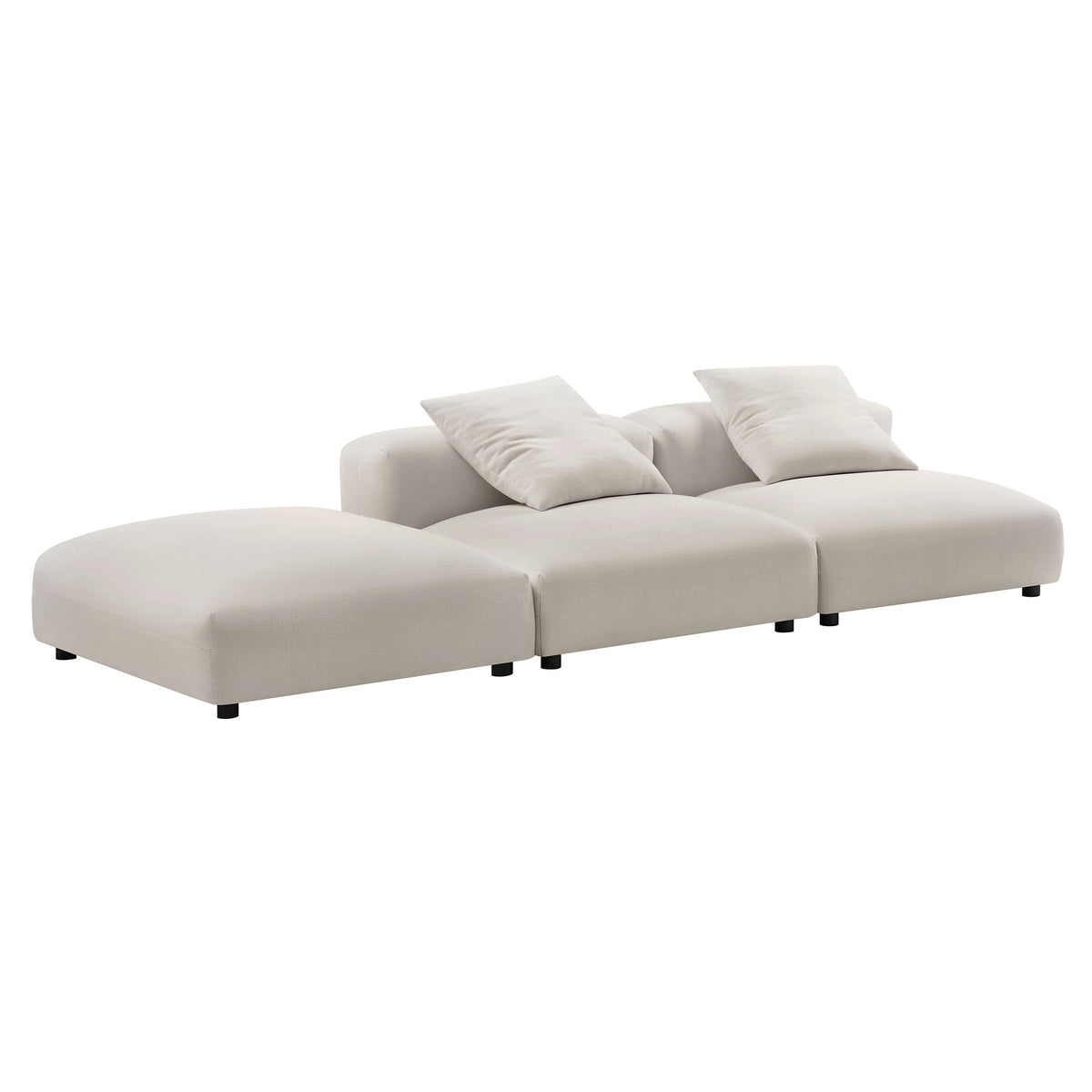 Solace 3-Piece Modular Upholstered Fabric Sectional Sofa - Salt